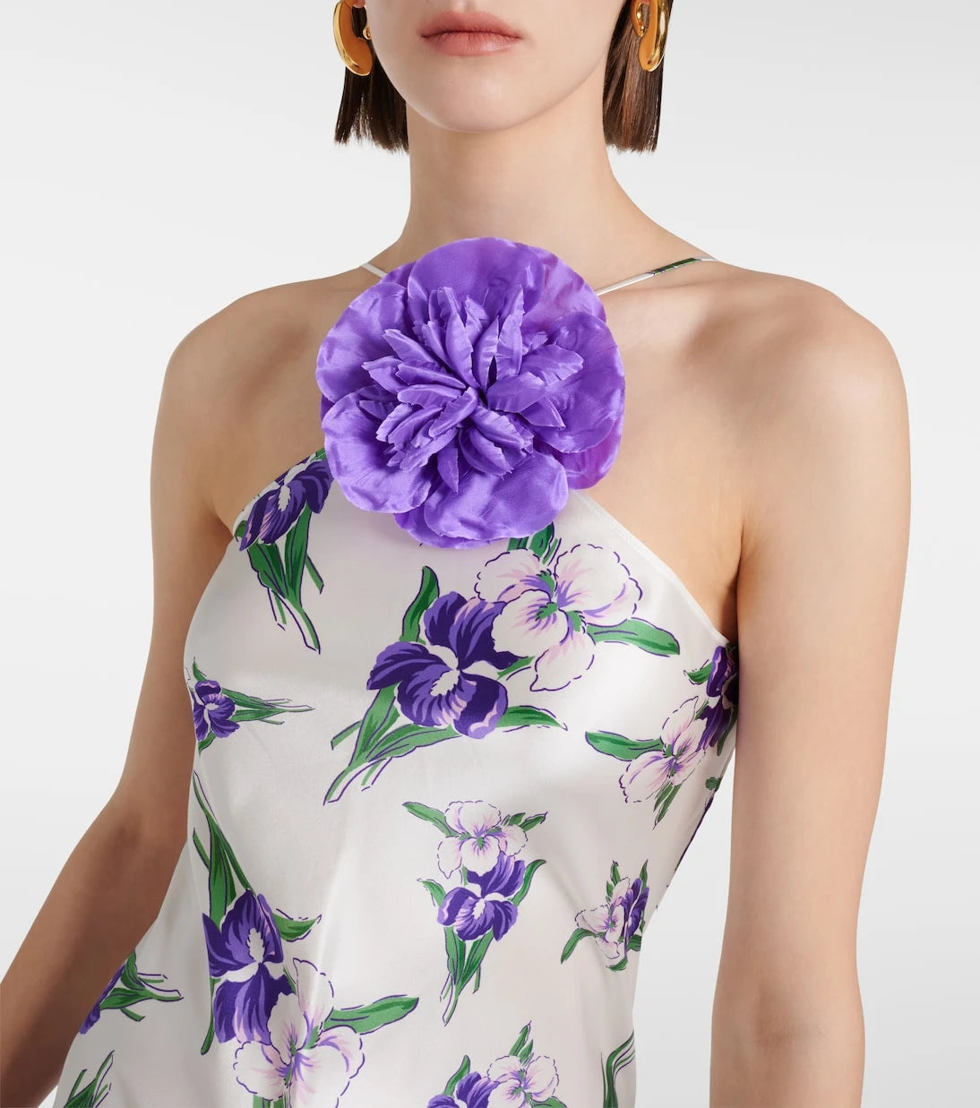 Rodarte - Floral-appliqué silk gown