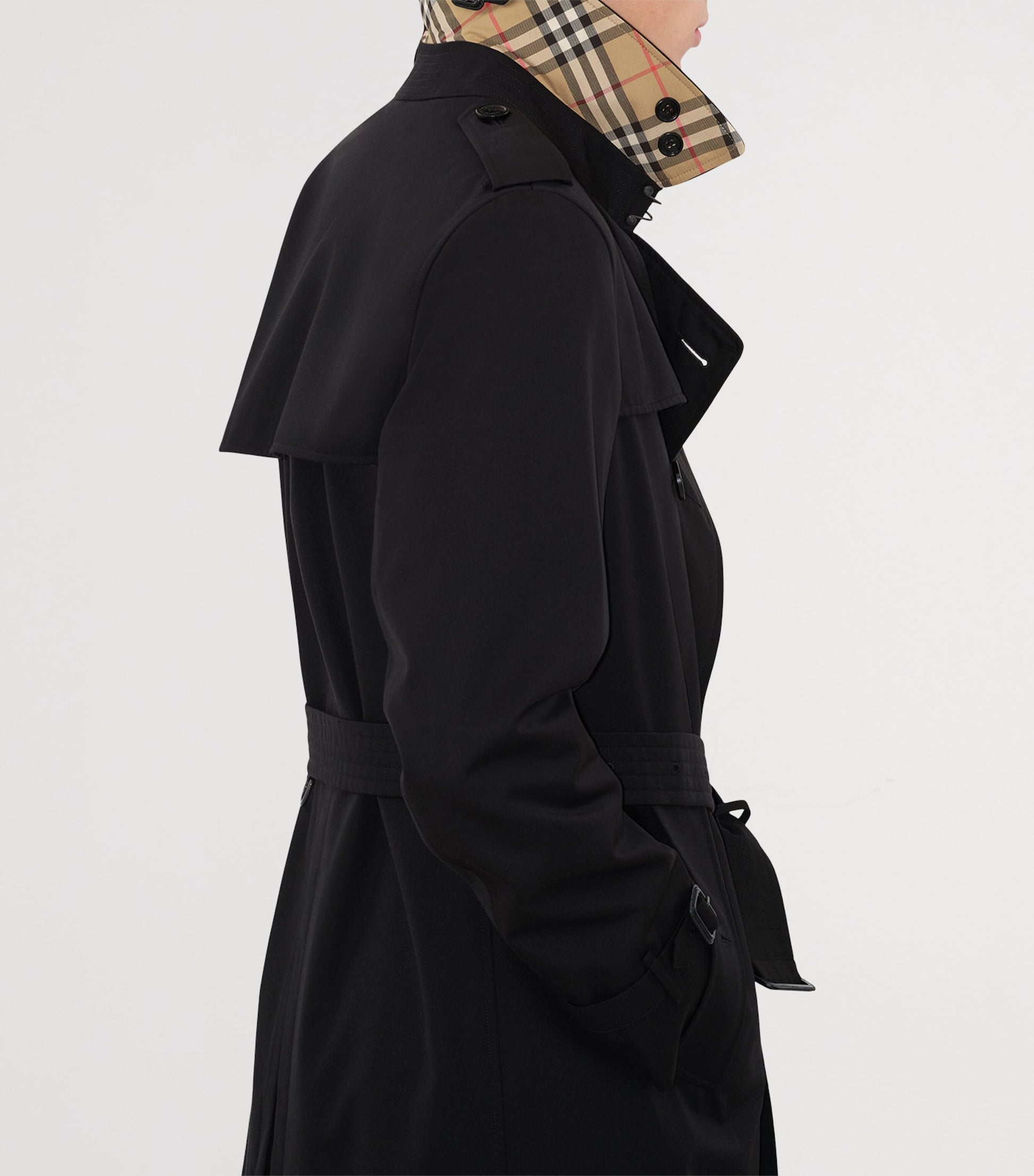 Burberry Black Long Kensington Heritage Trench Coat