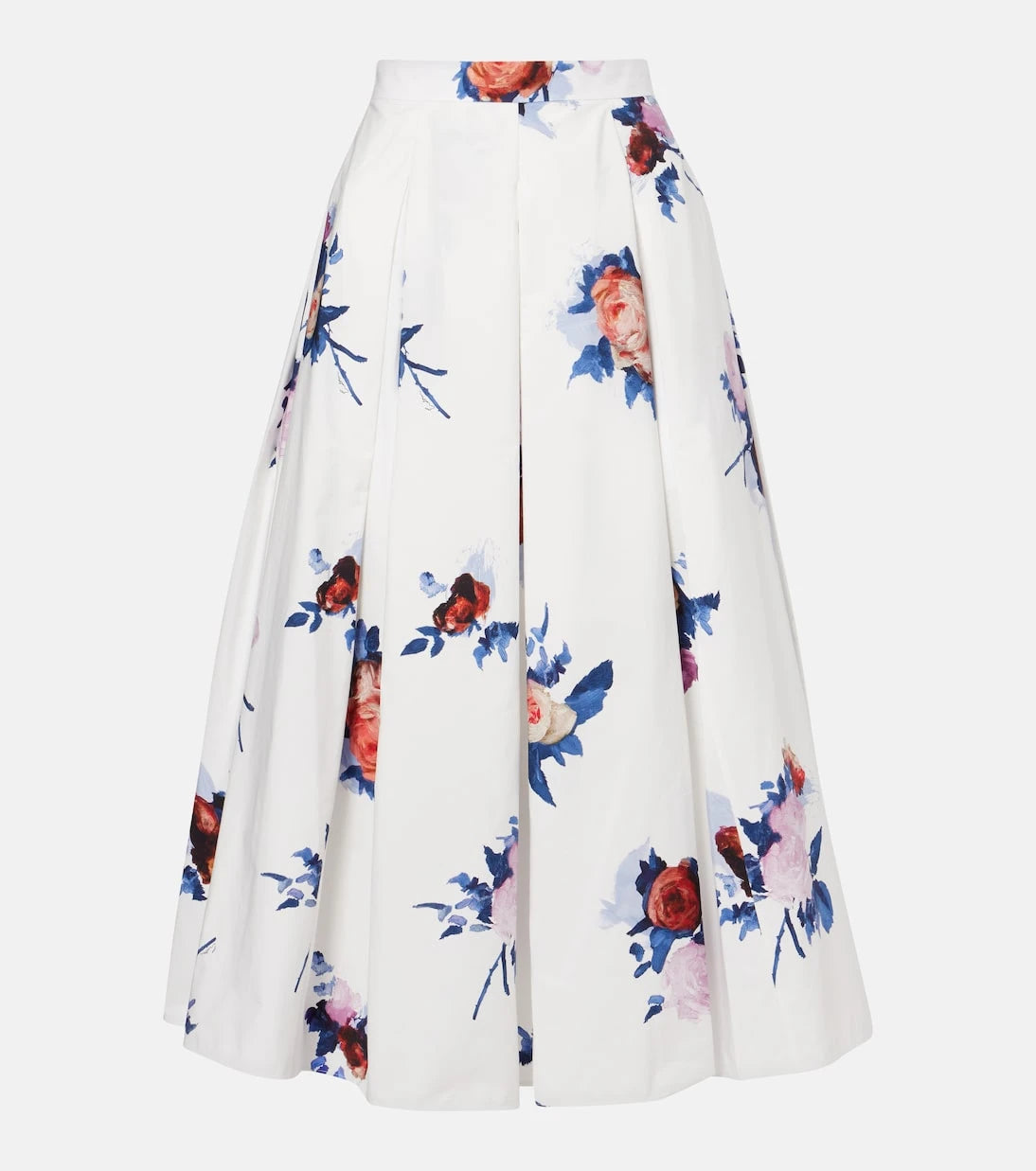 Erdem - Floral cotton poplin midi skirt