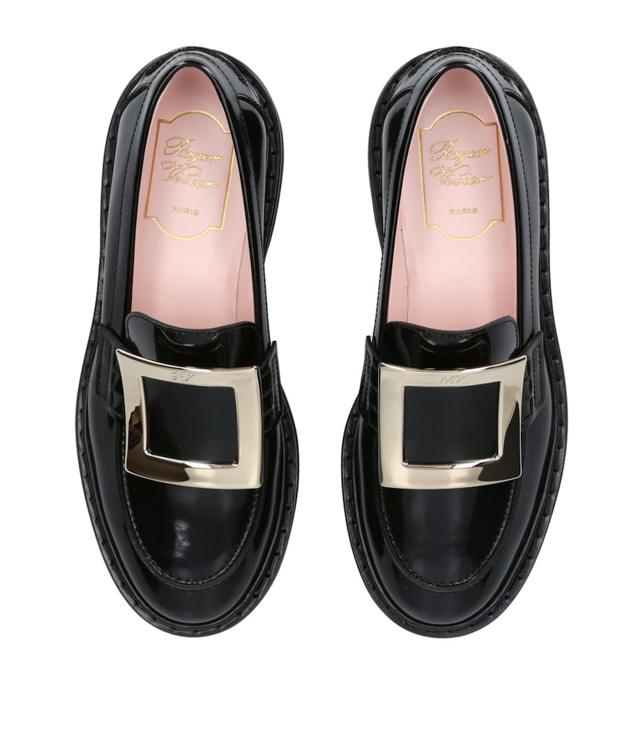 Roger Vivier Black Leather Viv' Rangers Loafers