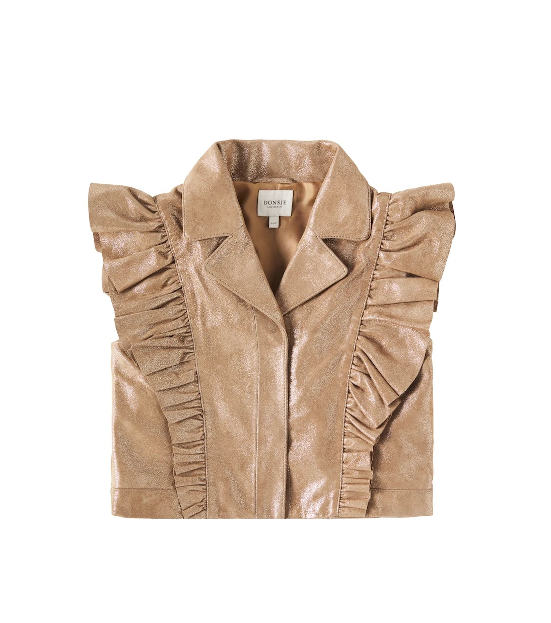 Donsje - Piep ruffled metallic leather vest