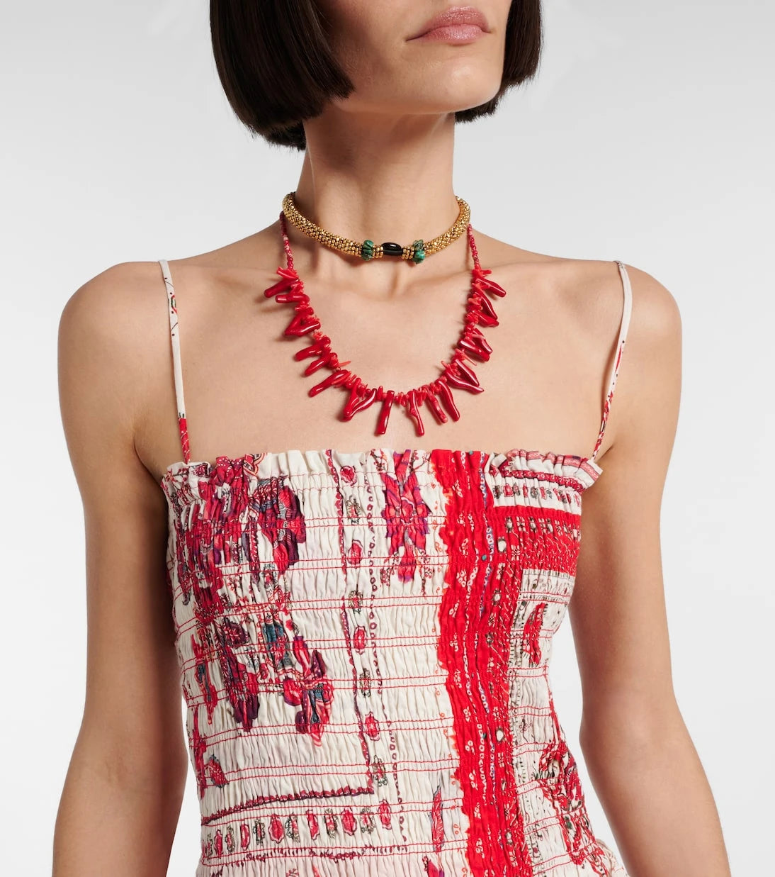 Marant Etoile - Anka shirred printed cotton minidress