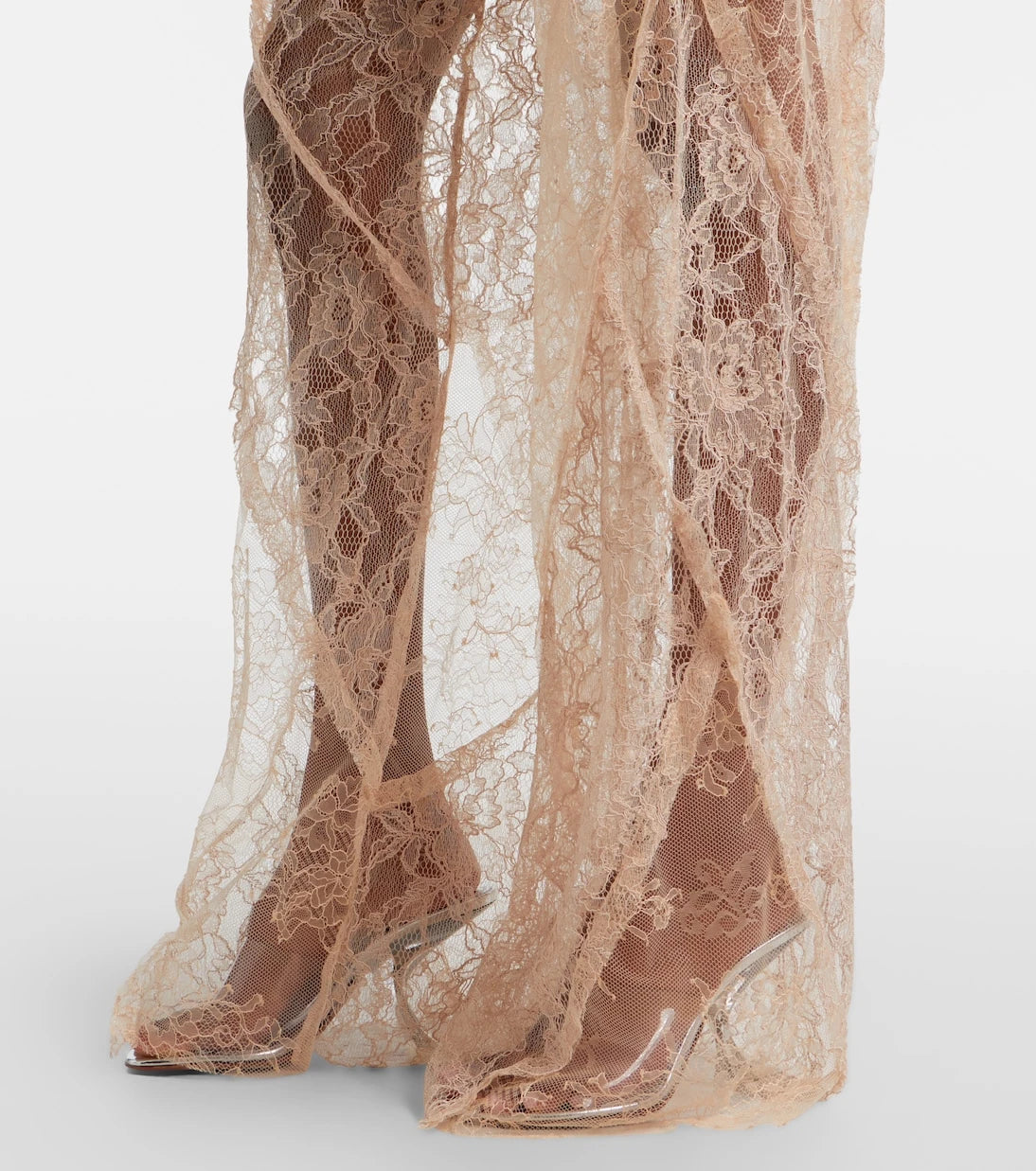Blumarine - Lace-trimmed satin wide-leg pants