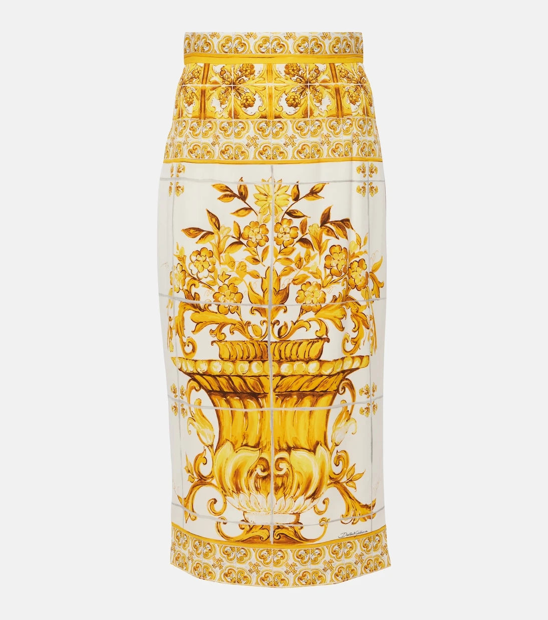 Dolce&Gabbana - Majolica silk-blend midi skirt