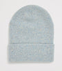 Agnona Blue Cashmere Logo-Plaque Beanie