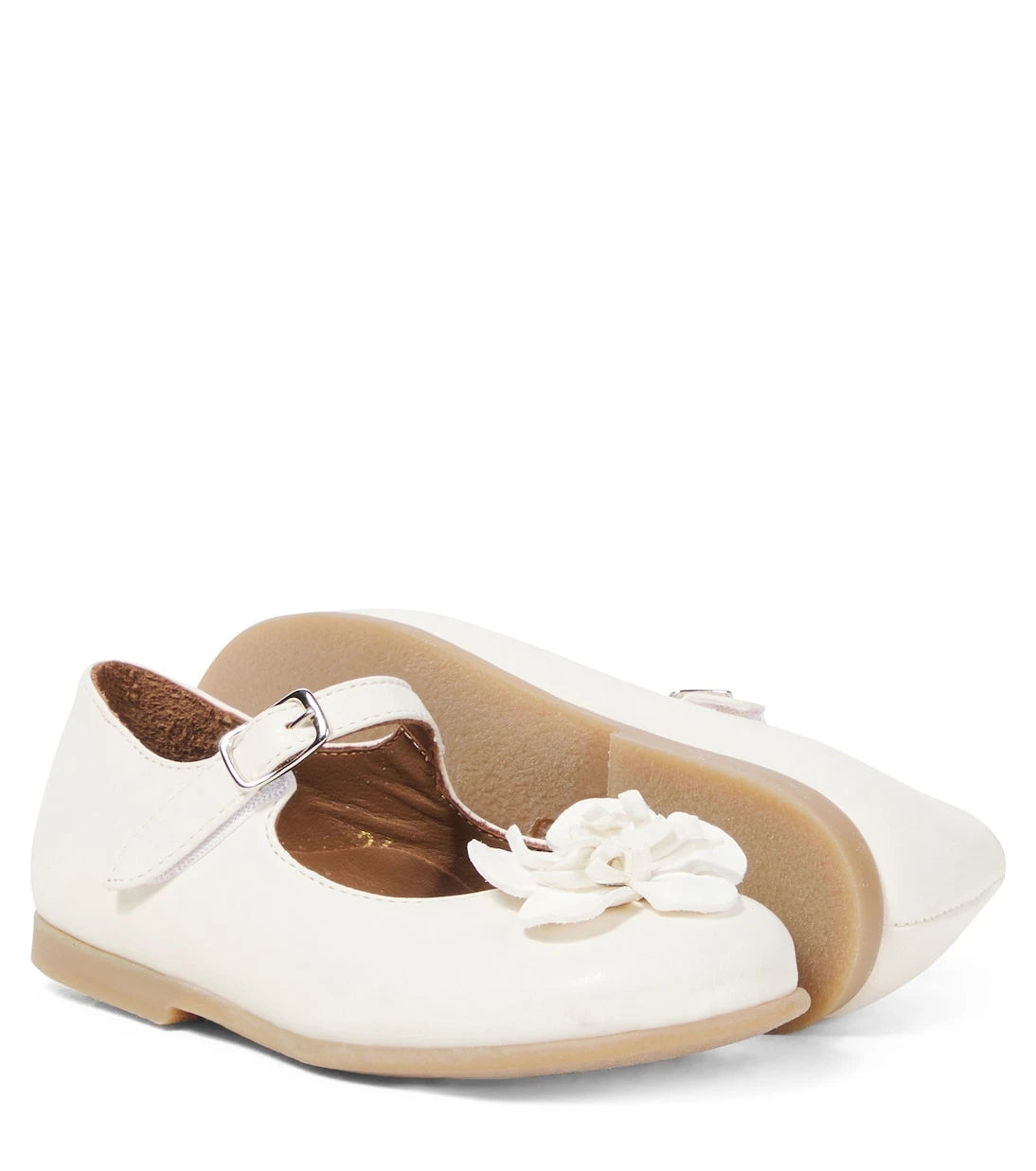 PèPè - Floral-appliqué leather ballet flats