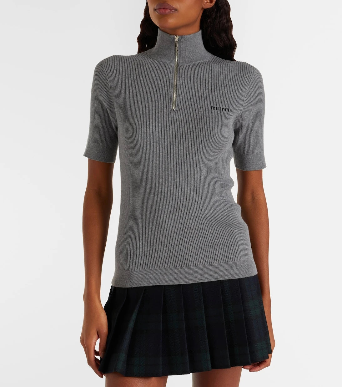 Miu Miu - Cotton half-zip sweater