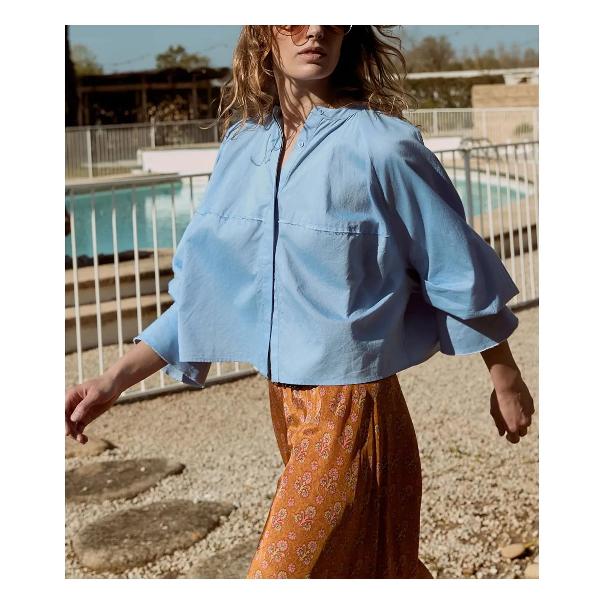 Mes Demoiselles - Soon Cotton Poplin Blouse | Light blue