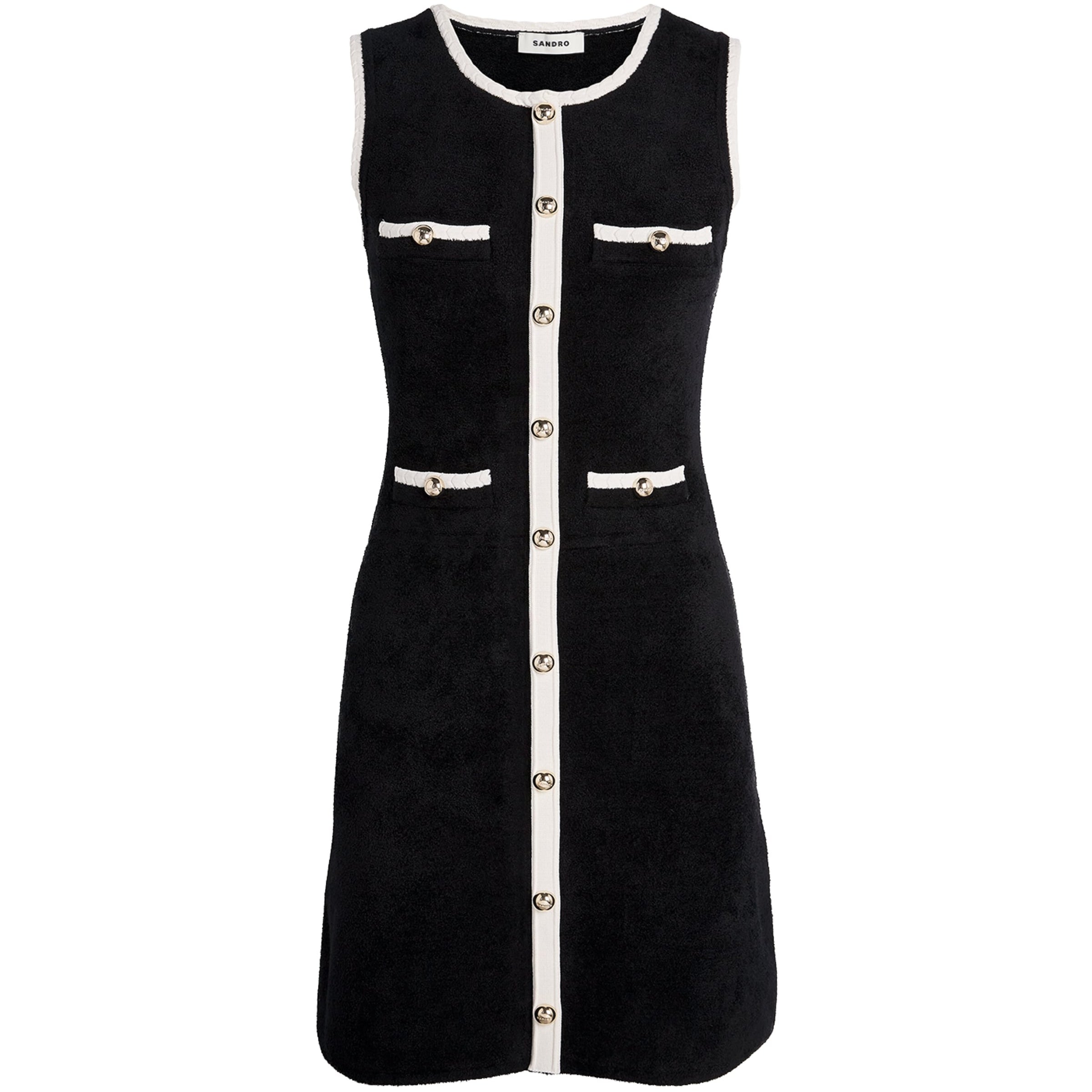 Sandro Paris Black Velvet Knit Mini Dress