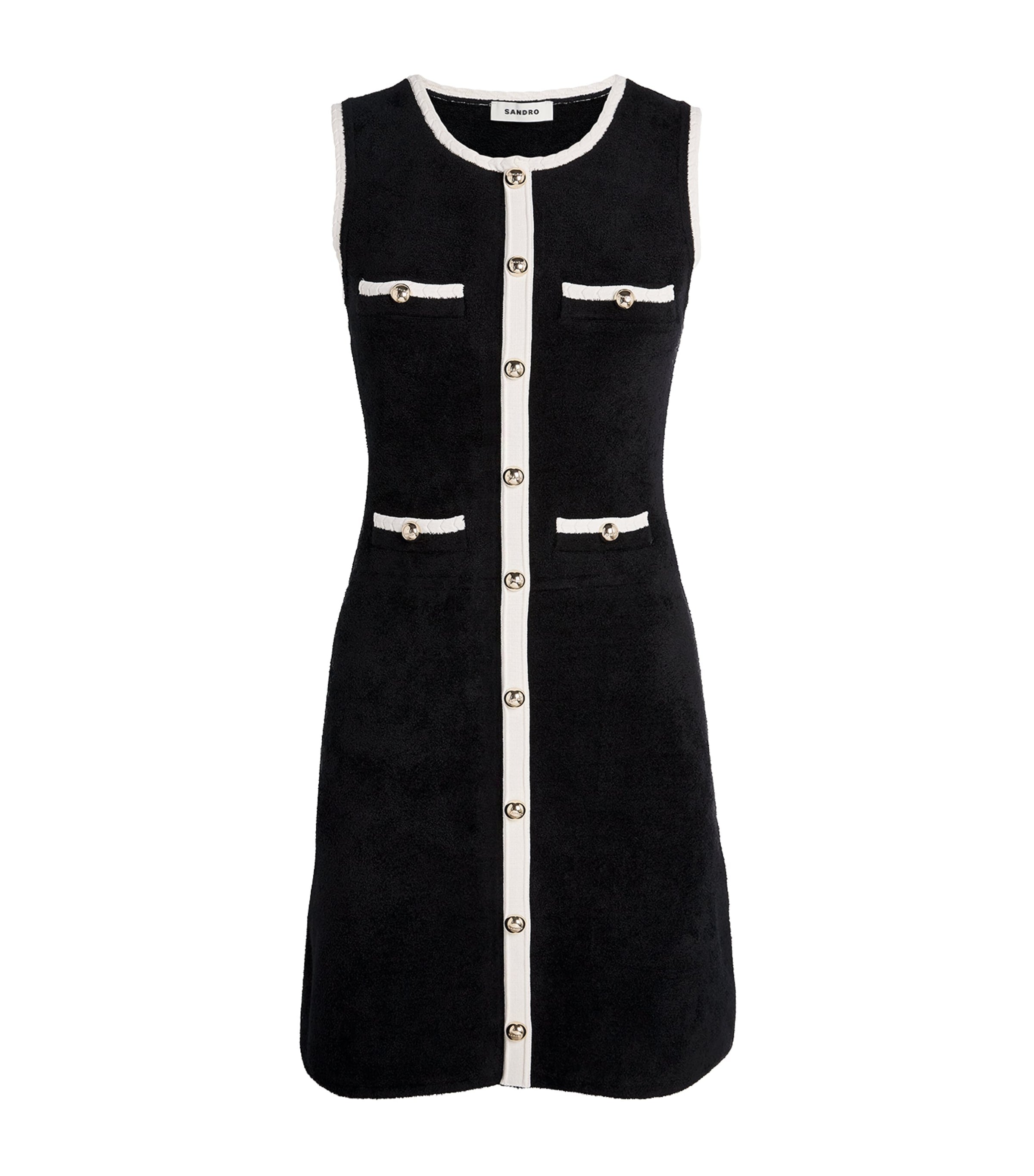 Sandro Paris Black Velvet Knit Mini Dress