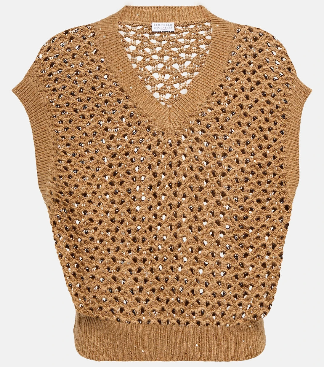Brunello Cucinelli - Open-knit cotton, linen and silk top
