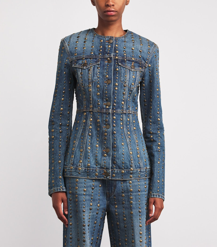 Haikure Blue Studded Temple Denim Jacket