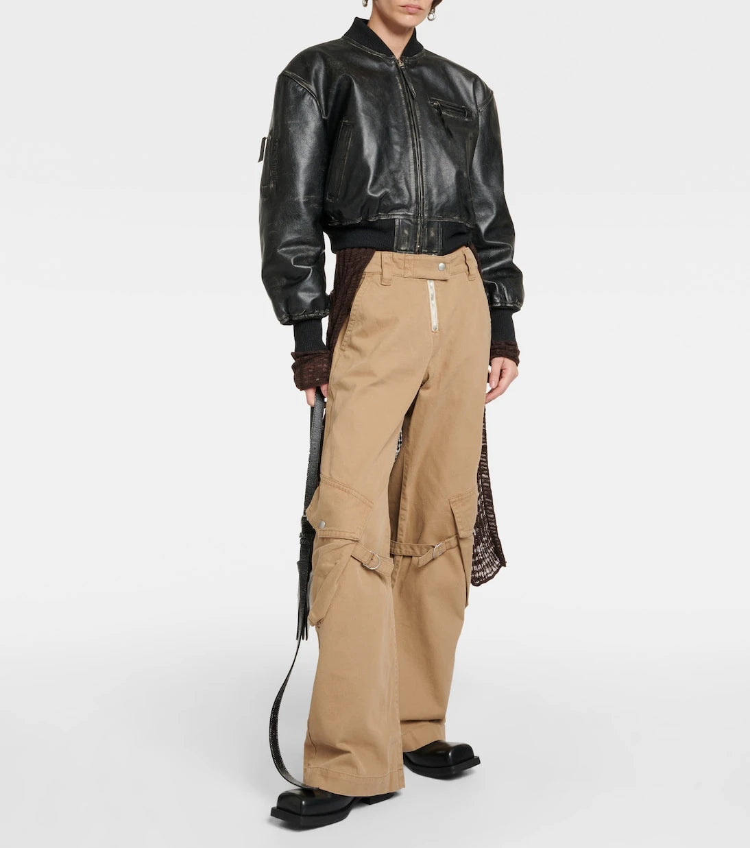 Acne Studios - بنطال كارجو قطني بحزام Potinal
