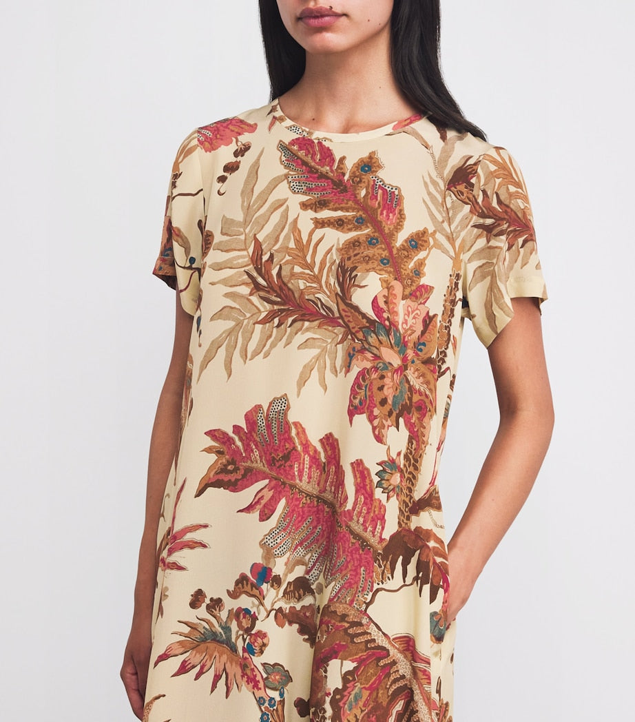 Weekend Max Mara Beige Silk Floral Maxi Dress