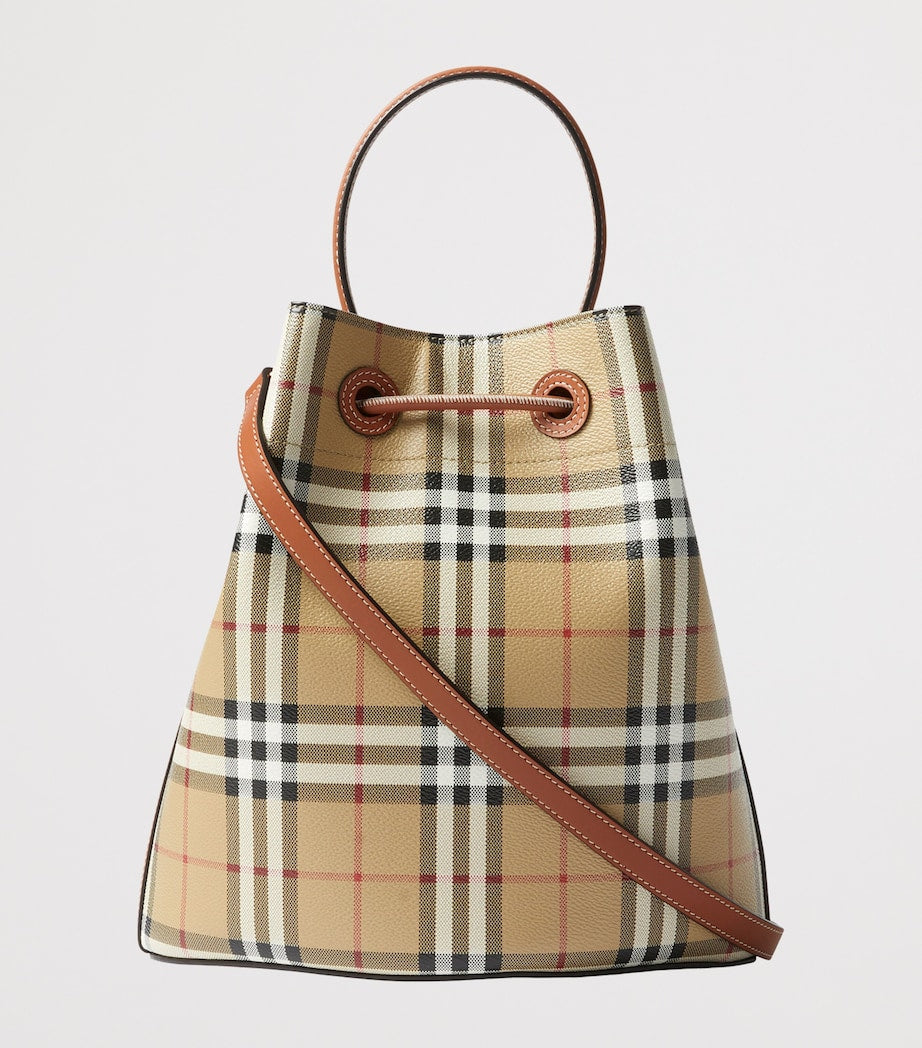 Brown Small Check Monogram Bucket Bag
