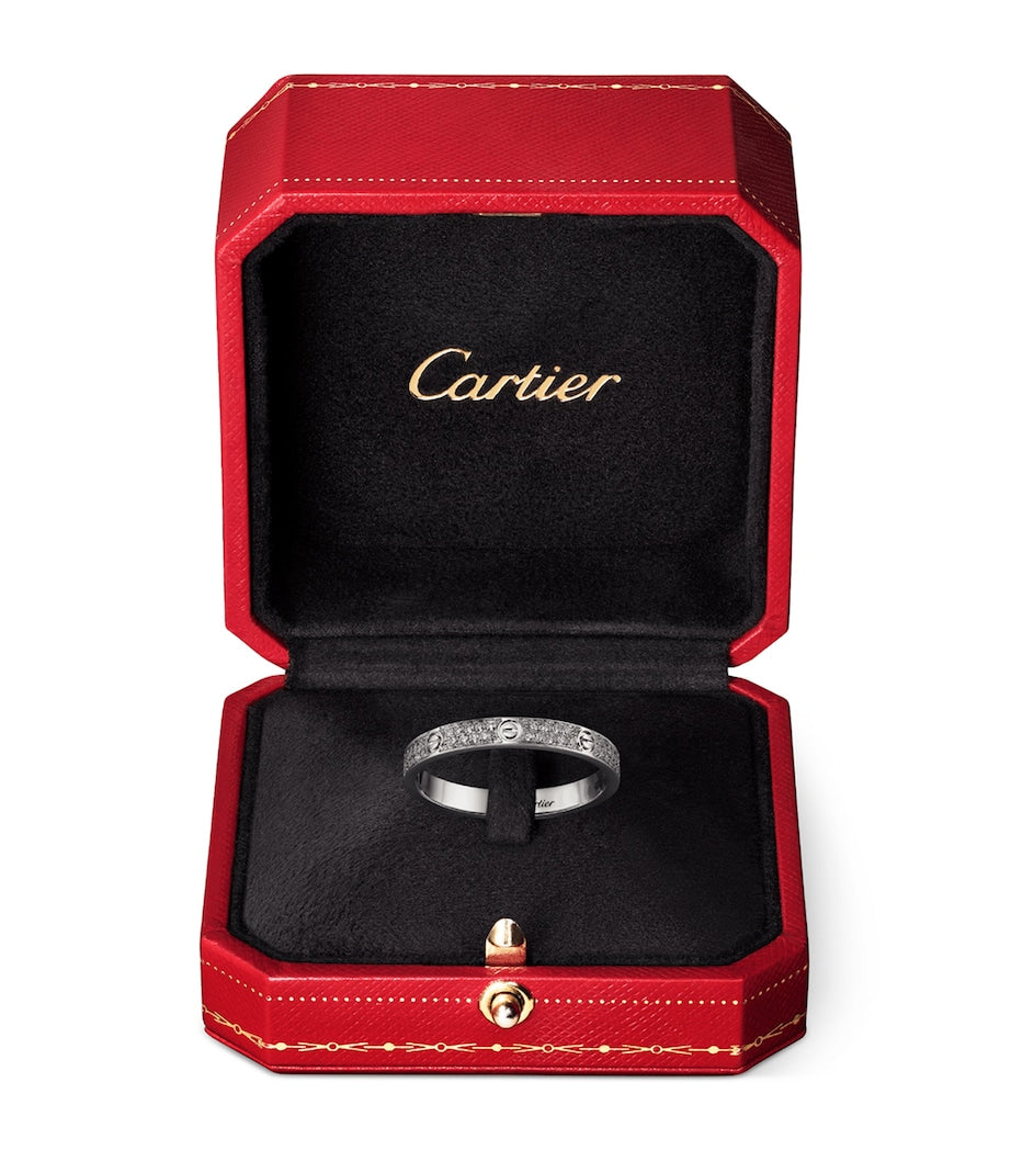 White Gold and Diamond LOVE Ring