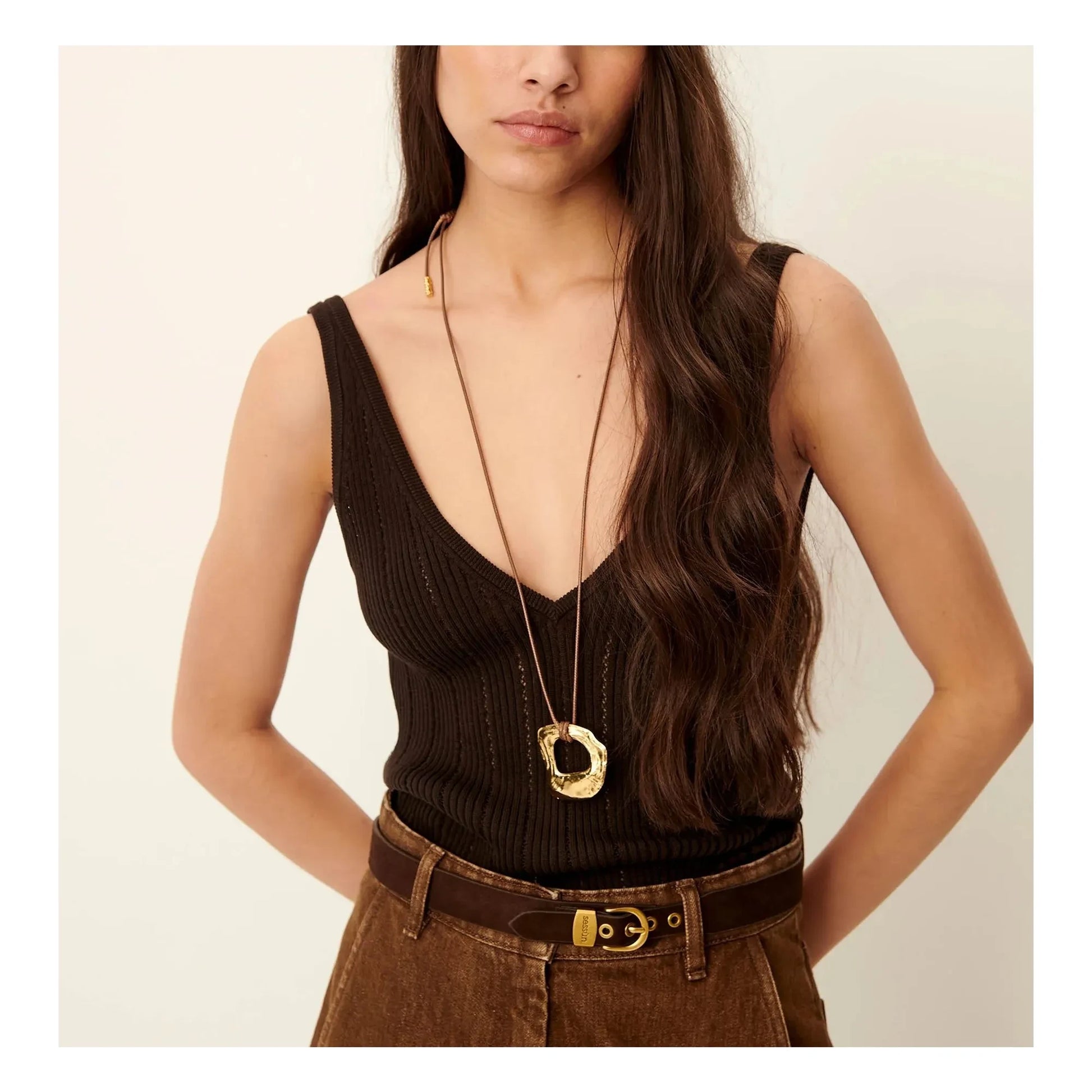 Sessùn - Attita cotton tank top | Coffee