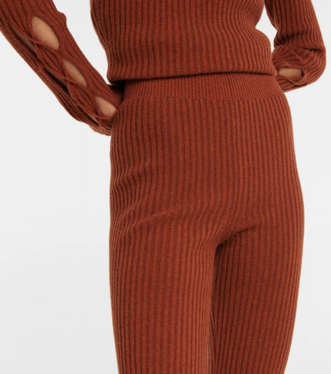 Victoria Beckham - Ribbed-knit wool-blend flared pants
