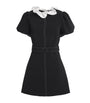 Claudie Pierlot Black Belted Ruffle-Collar Mini Dress