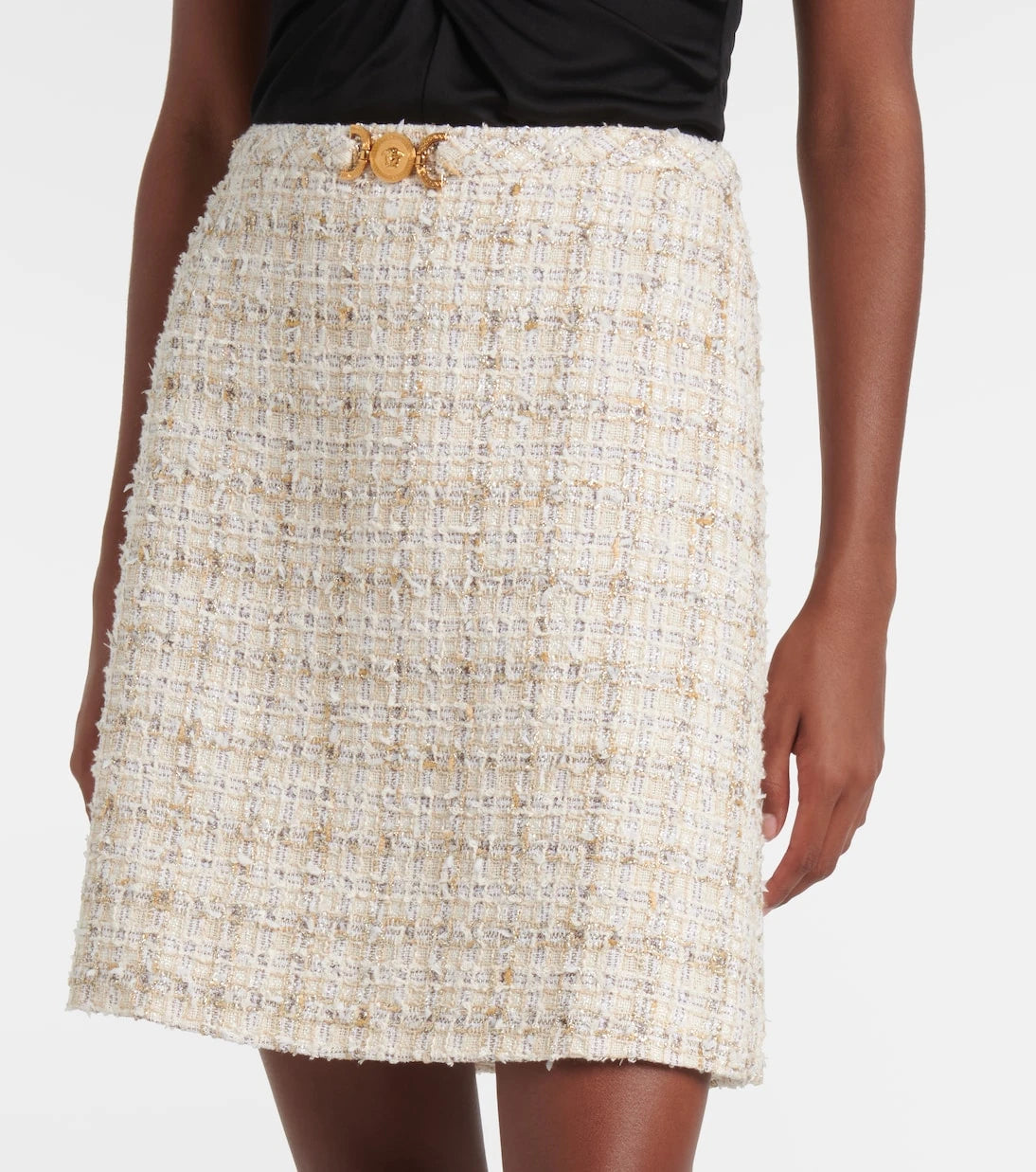 Versace - Embellished tweed miniskirt
