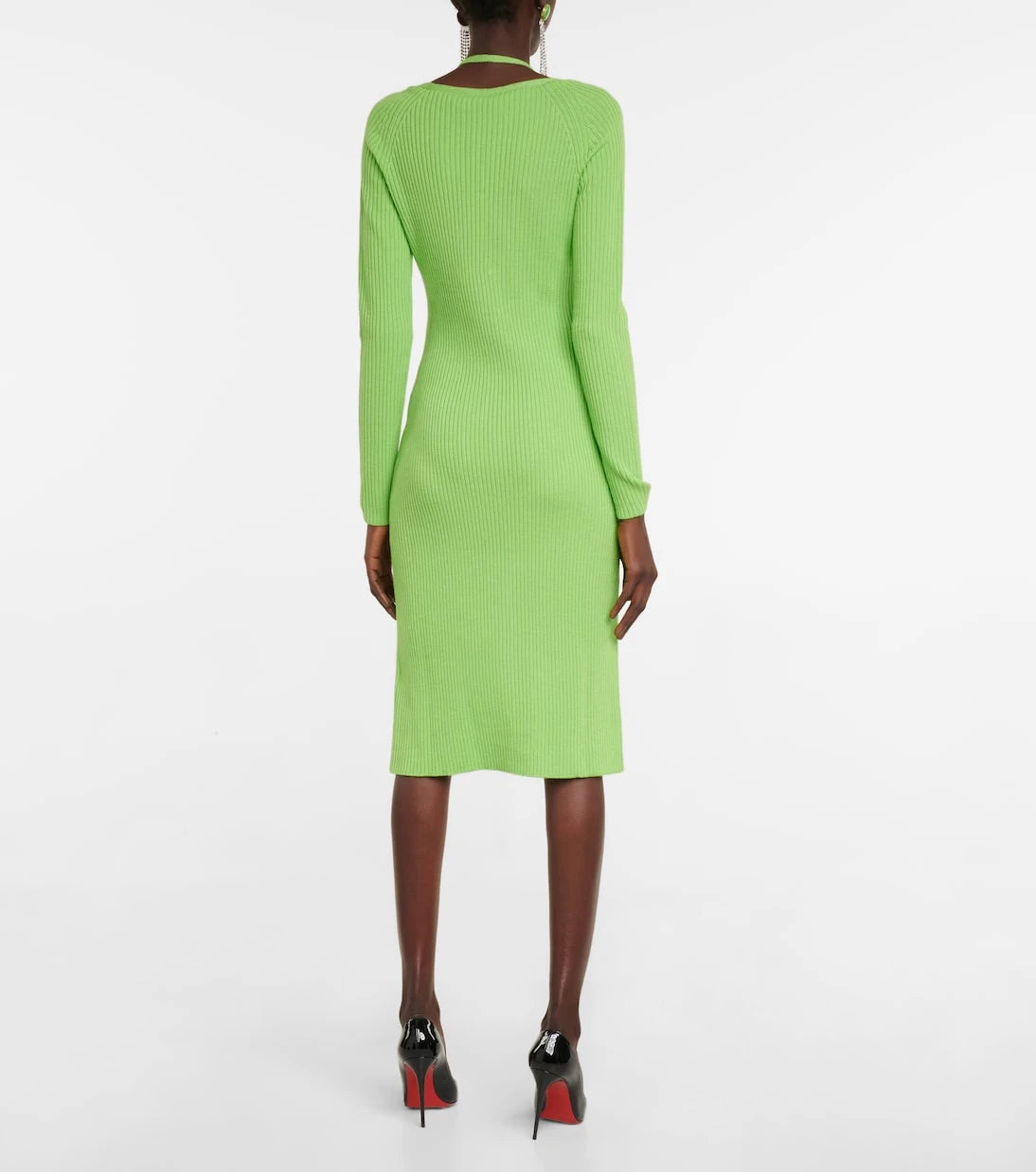 Blumarine - Ribbed-knit wool halterneck midi dress
