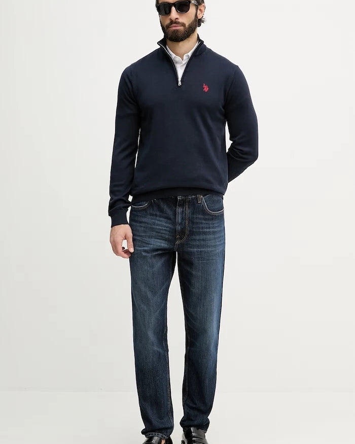 U.S. Polo Assn. Erkek Pamuklu 1/4 Fermuarlı Balıkçı Yaka Kazak