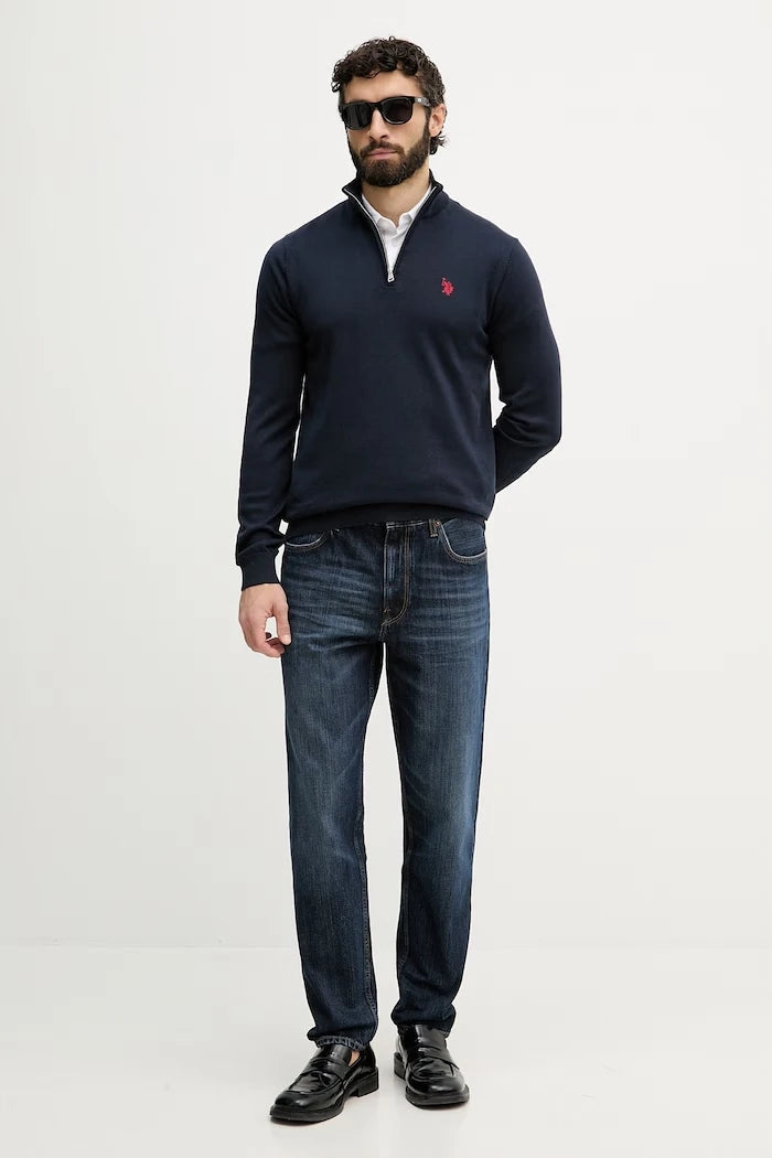 U.S. Polo Assn. Erkek Pamuklu 1/4 Fermuarlı Balıkçı Yaka Kazak