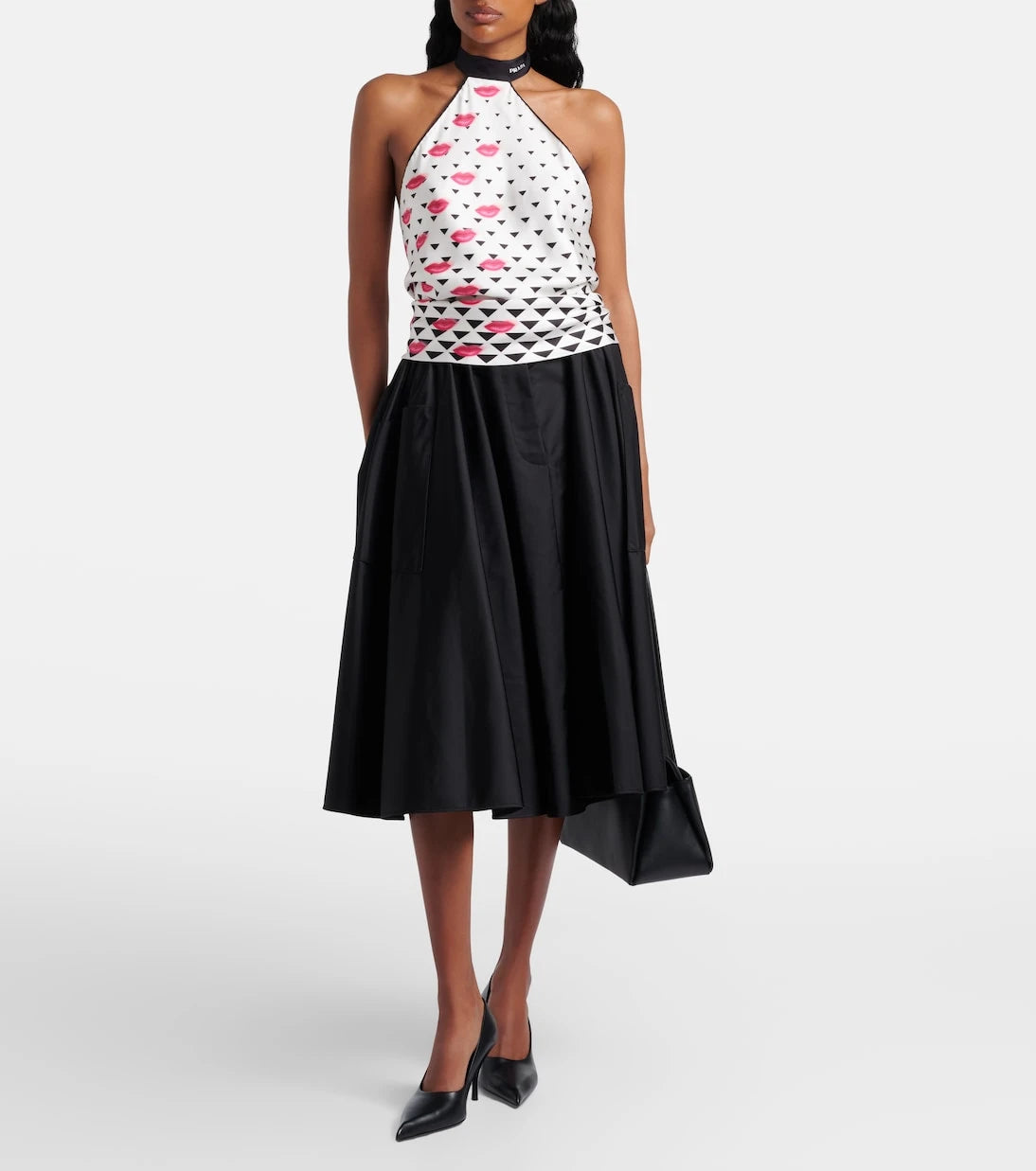 Prada - Printed silk twill halterneck top