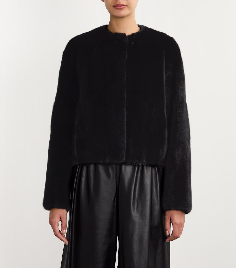 Yves Salomon Black Long-Haired Mink Jacket