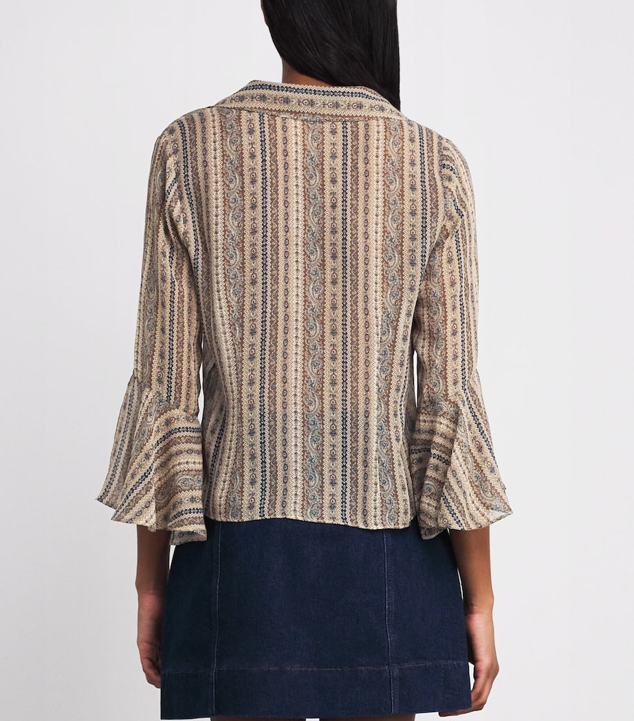 PAIGE Brown Silk Jasmeet Blouse