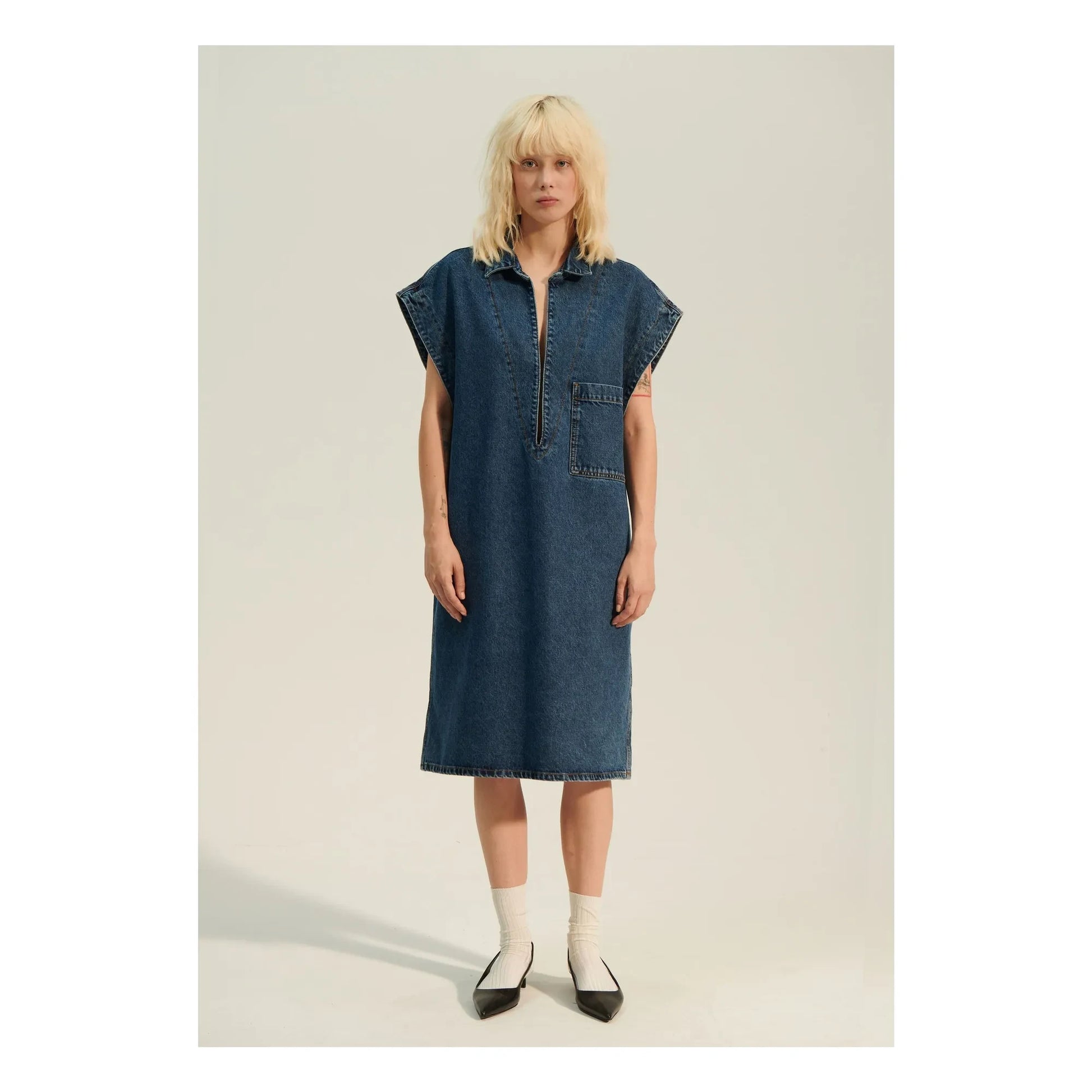 BELLEPIECE - Zafra Denim Dress | Dark Blue