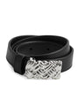 Bottega Veneta Grey Leather Intreccio-Buckle Belt