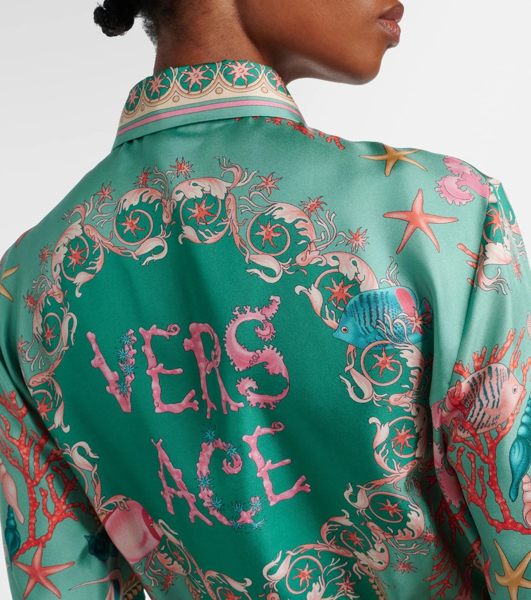 Versace - Underwater Barocco silk twill shirt dress