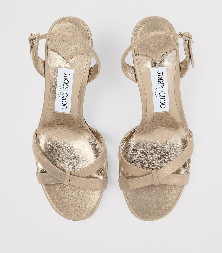 Gold Elsy 70 Metallic Leather Sandals