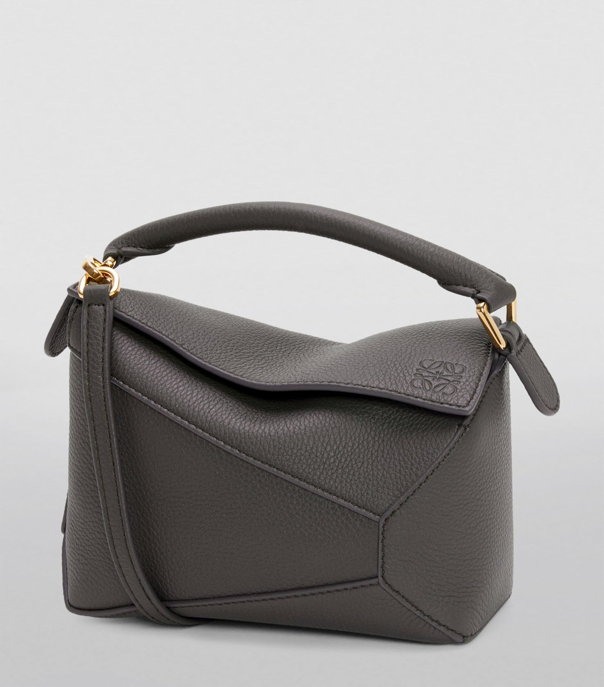 LOEWE Grey Mini Leather Puzzle Edge Top-Handle Bag