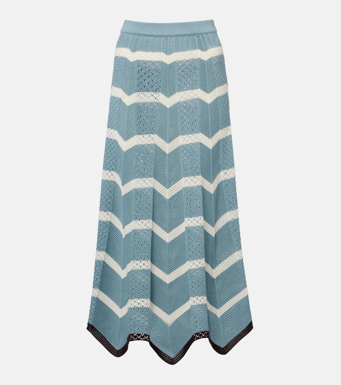 La DoubleJ - Chevron crochet cotton midi skirt