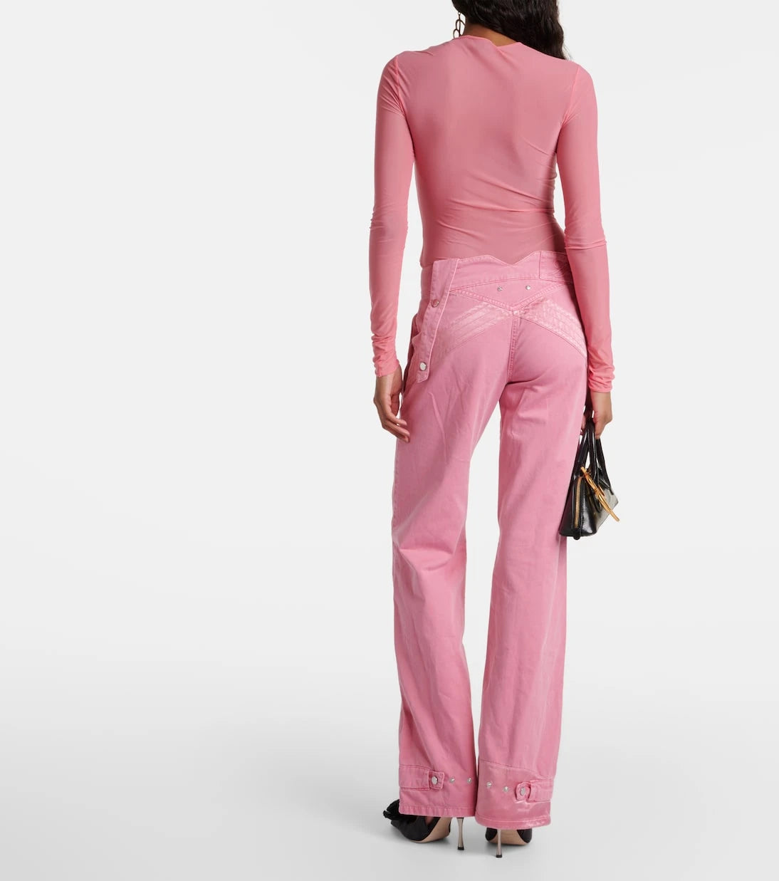 Blumarine - جينز كارجو بقصة مستقيمة وخصر منخفض