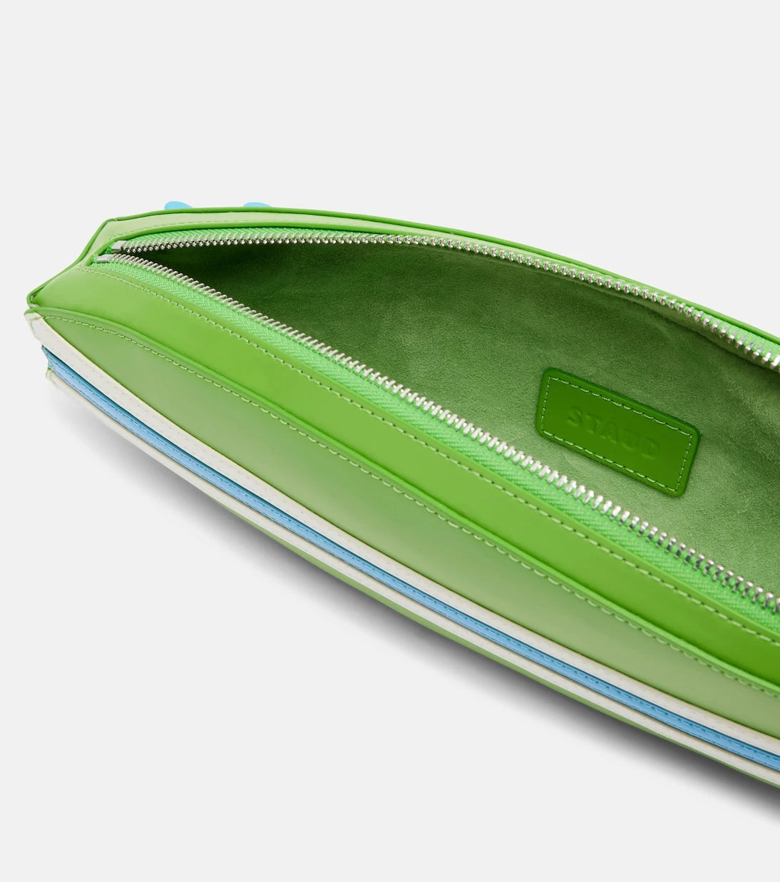 Staud - Surfboard striped leather clutch