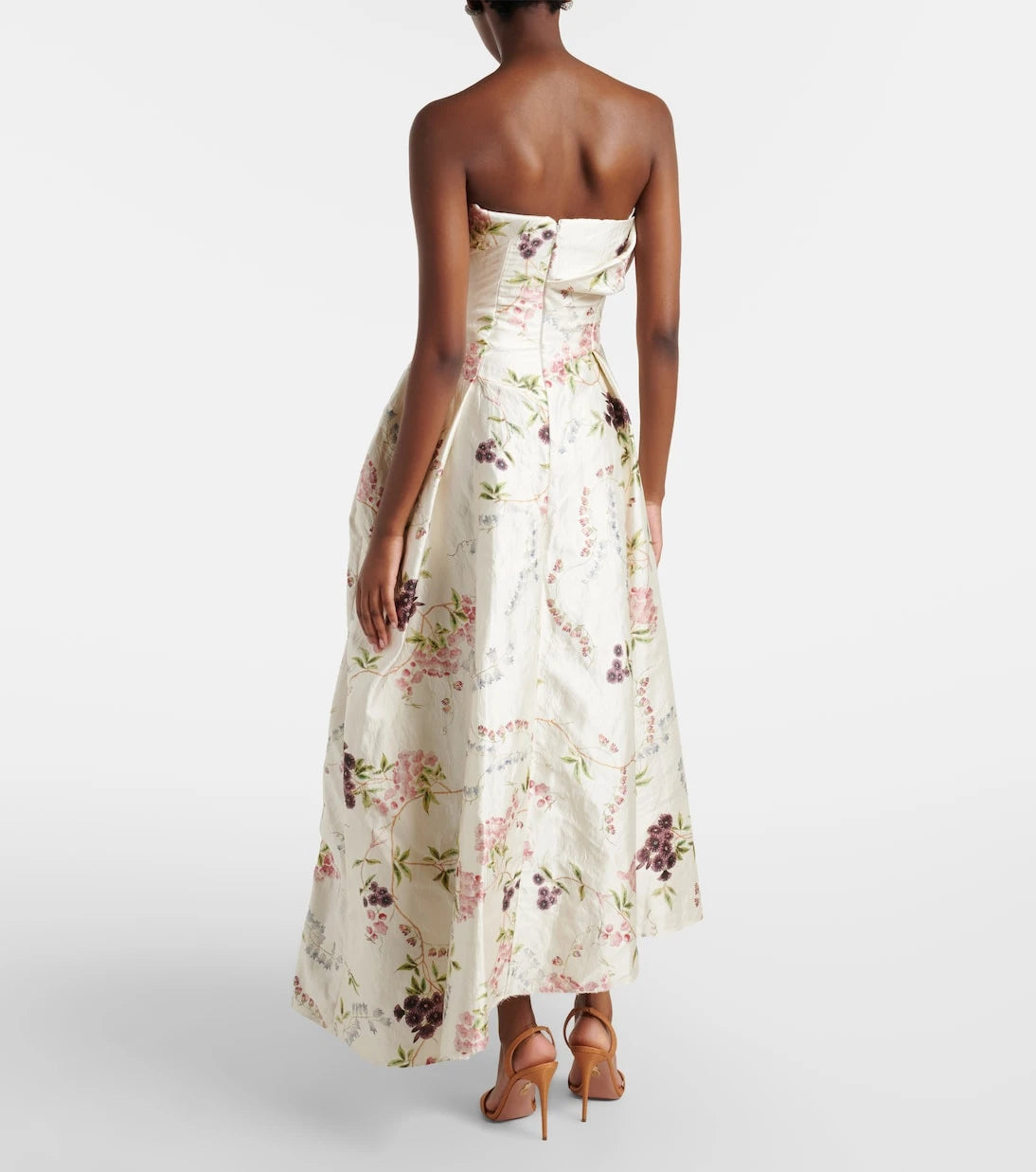 Erdem - Draped floral satin cocktail dress