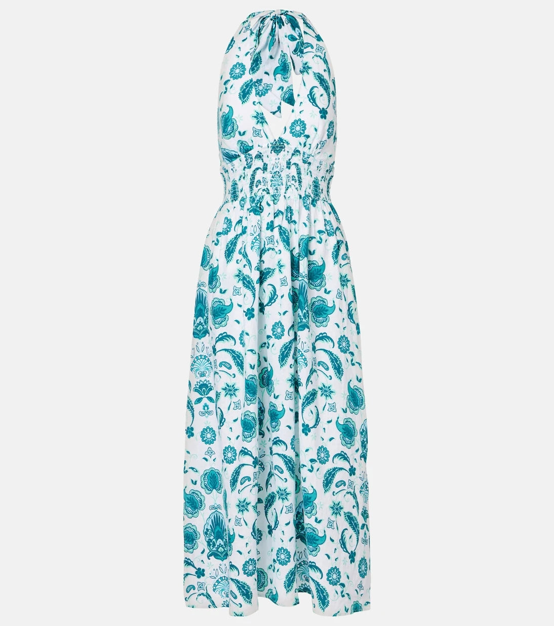 Heidi Klein - Kos paisley shirred linen maxi dress