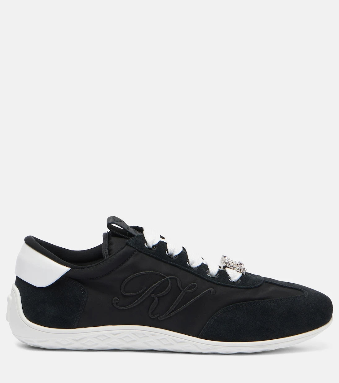 Roger Vivier - Viv Low suede-trimmed satin sneakers