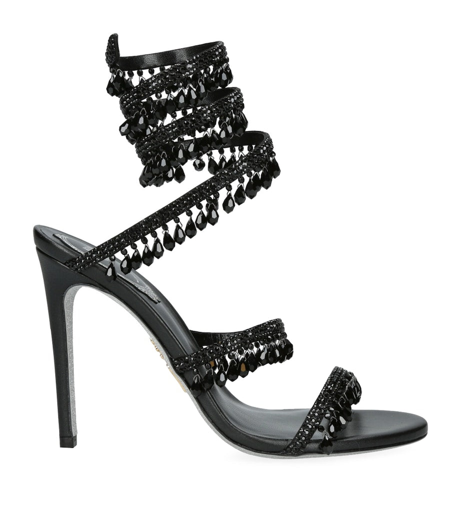 Black Satin Chandelier Sandals 105