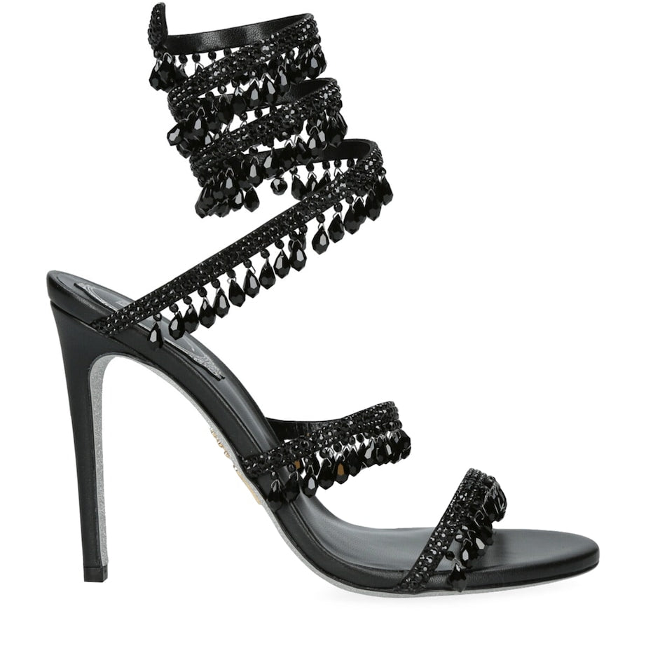 Black Satin Chandelier Sandals 105