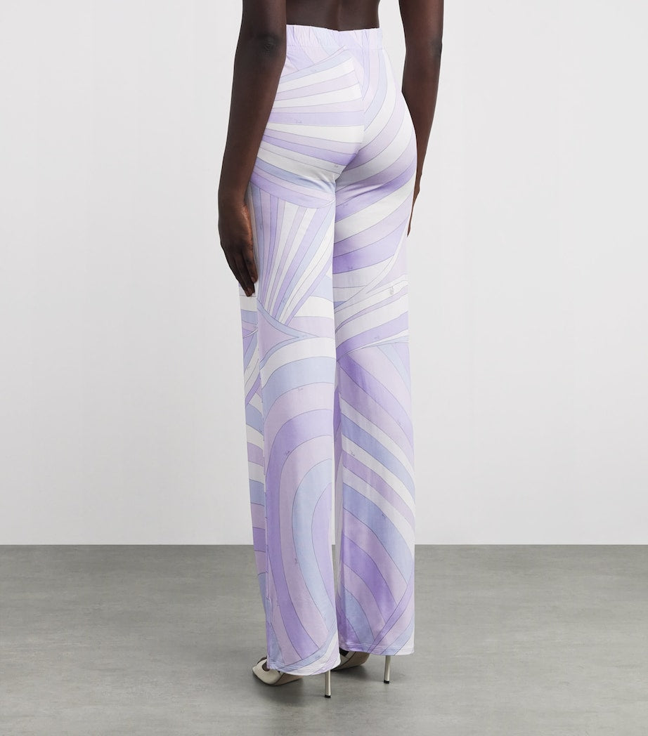 Purple Satin Straight Trousers