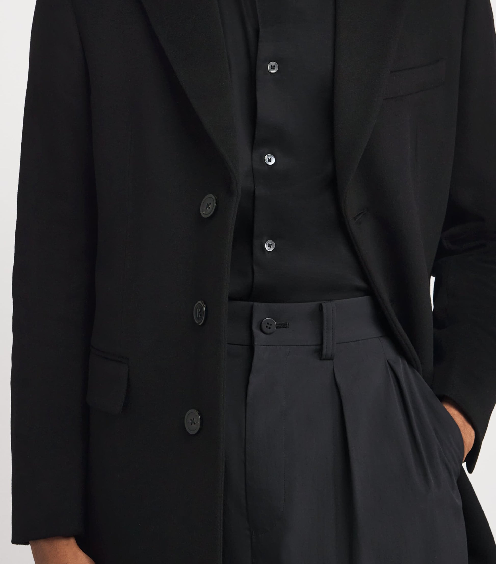 Emporio Armani Black Beaver Cashmere Overcoat