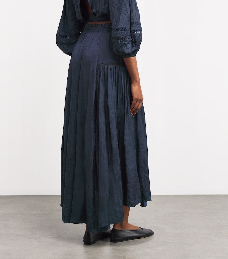 Blue Asymmetric Midi Skirt