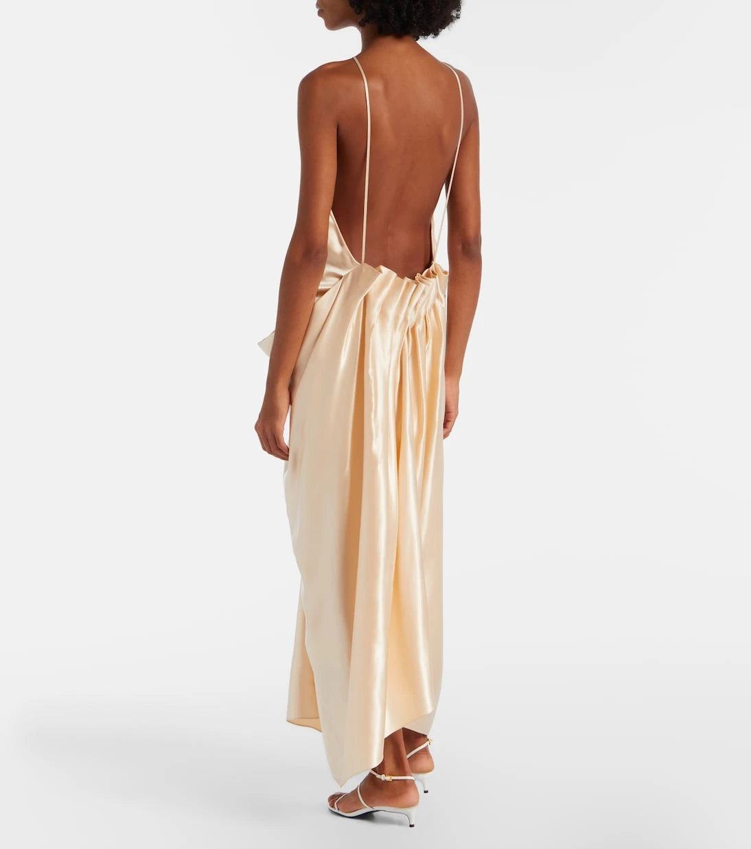 Khaite - Draped gathered satin maxi dress