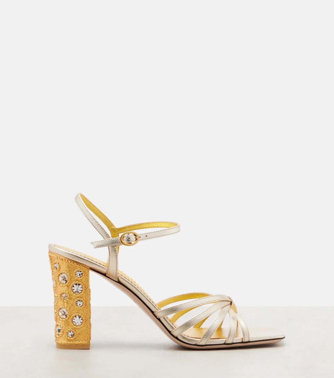 Valentino Garavani - 90 embellished metallic leather sandals
