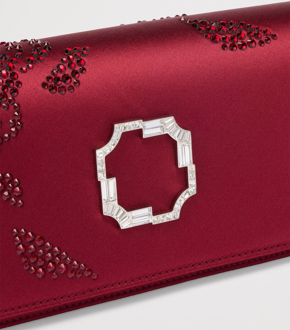 Malone Souliers Red Satin Embellished Vivien Clutch Bag