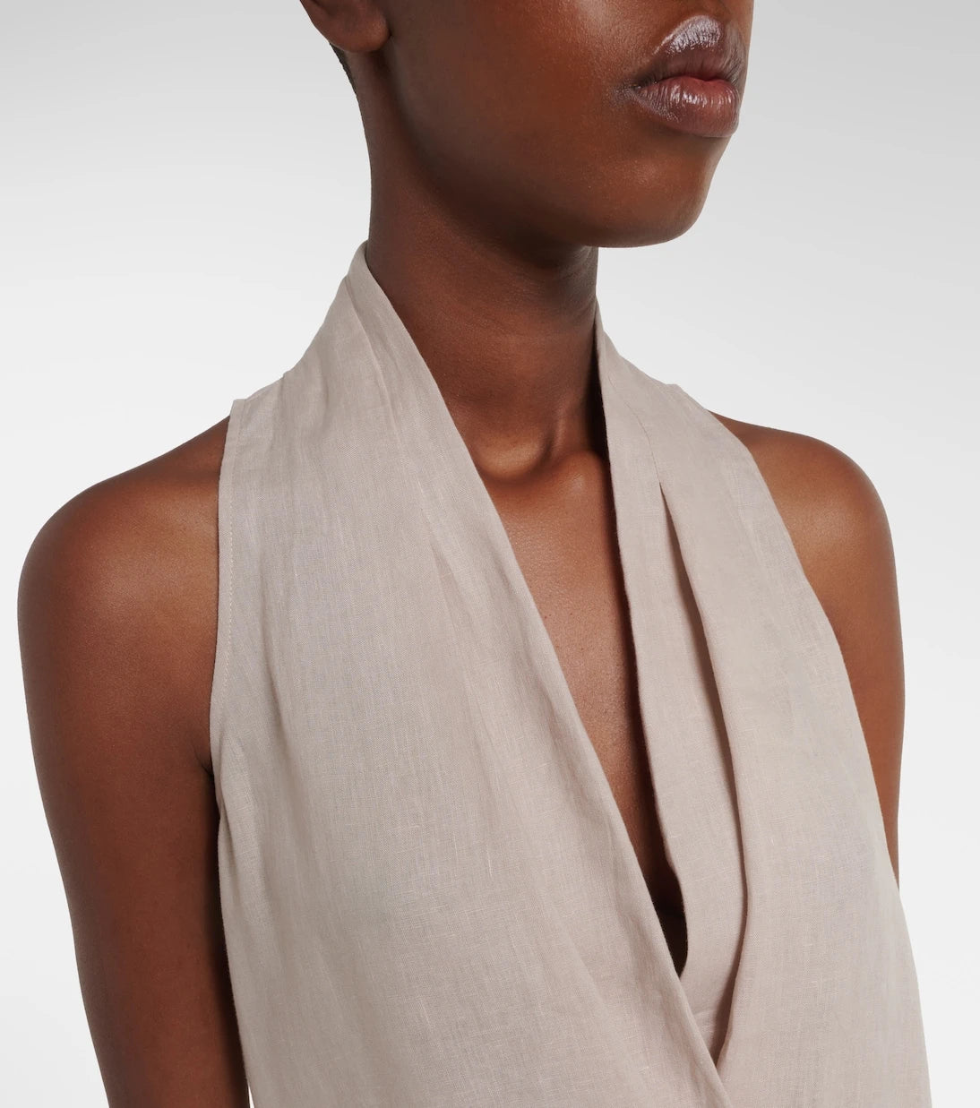 Brunello Cucinelli - Monili halterneck linen wrap top